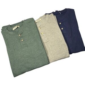 Vtg Basic Equipment Henley Shirt Bundle 3 Pack Green Grey Navy Blue Short Sleeve